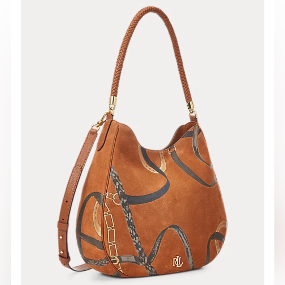 Ralph Lauren Charli Bag, Tan Suede with Estate Belting